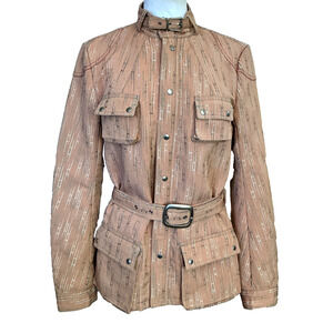 CUSTO ONE PEACH METALLIC EMBROIDERED SNAP & ZIP FRONT JACKET